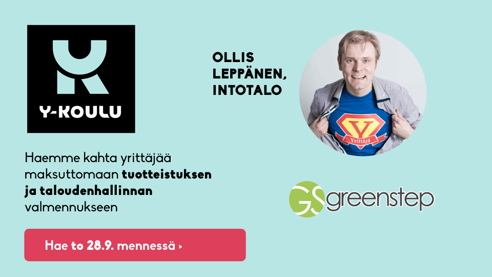 Y-Koulu hakee kahta yrittäjää maksuttomaan tuotteistuksen ja taloudenhallinnan valmennukseen