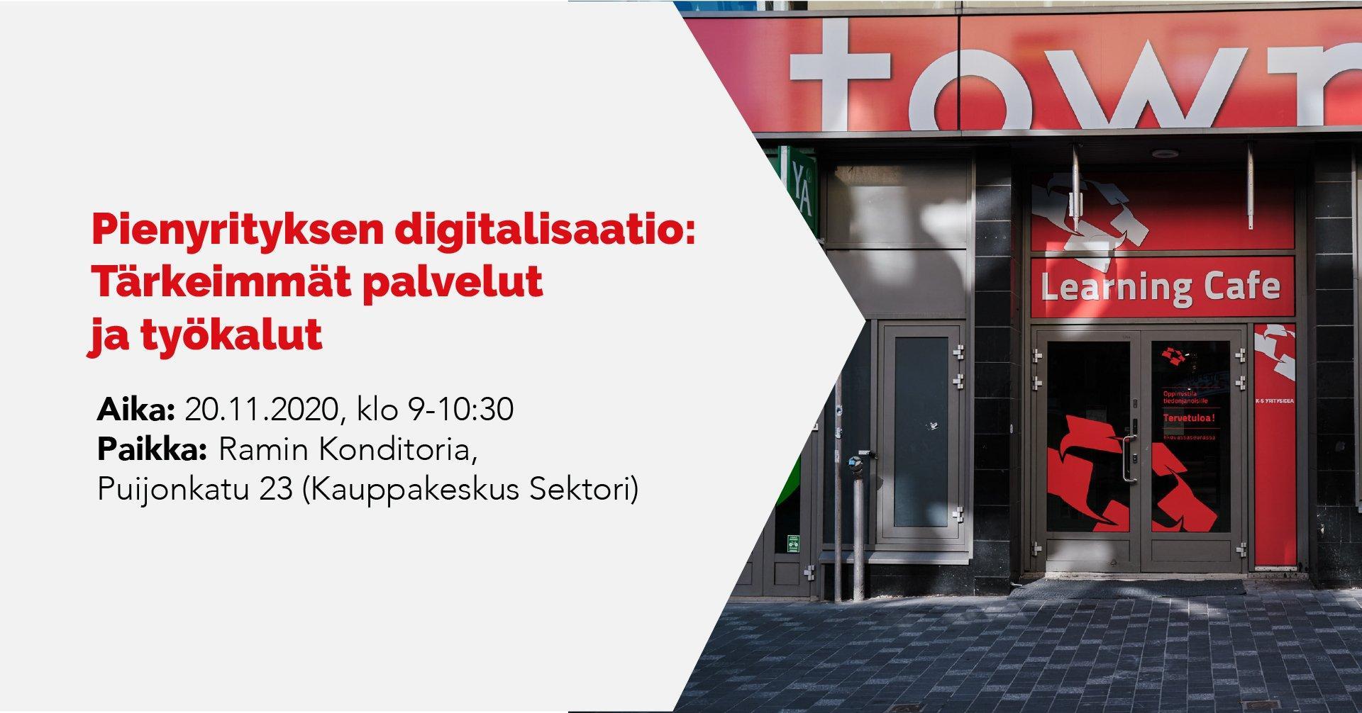 20.11.2020 – Pienyrityksen digitalisaatio – Tärkeimmät palvelut ja työkalut(Kuopio)
